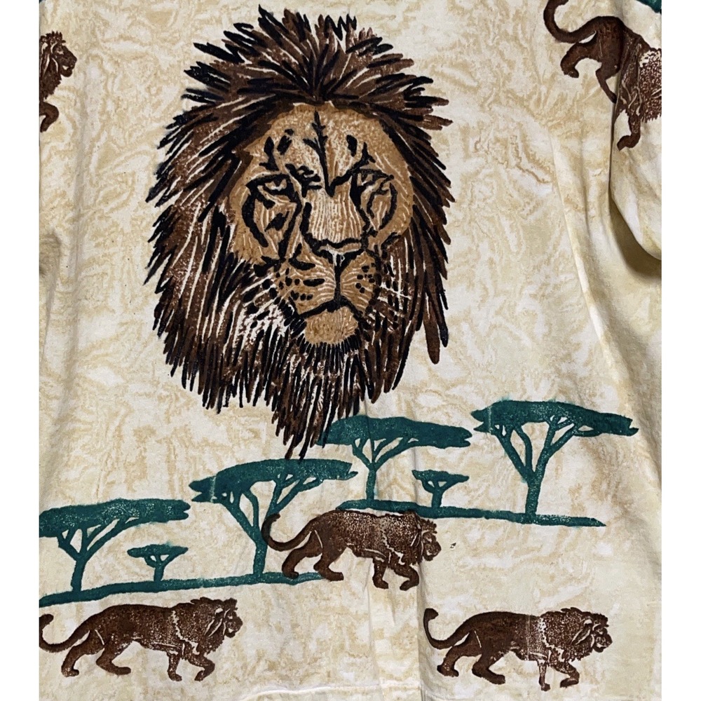VTG Deep Sea T's Shirt Men L Tee Handpainted Graphic Lions USA Y2K Single Stitch